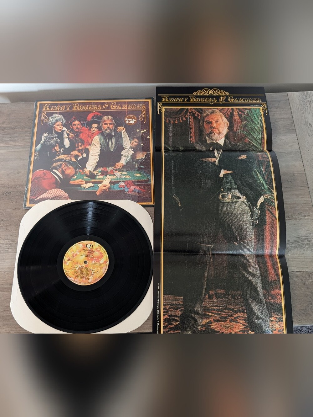 Kenny Rogers The Gambler Vintage Record Album Vinyl LP With Original Poster NM+